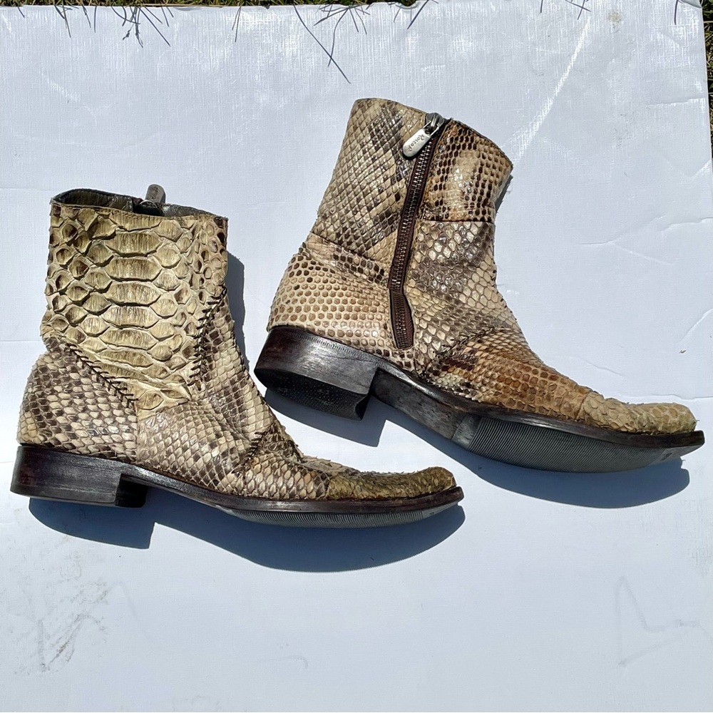 Rocco P genuine python snakeskin boots